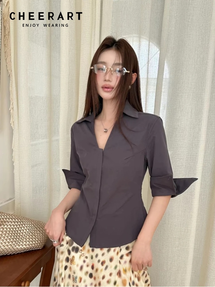 Women Formal Wear Korean - CHEERART Herbst Damen Blusen und Hemden