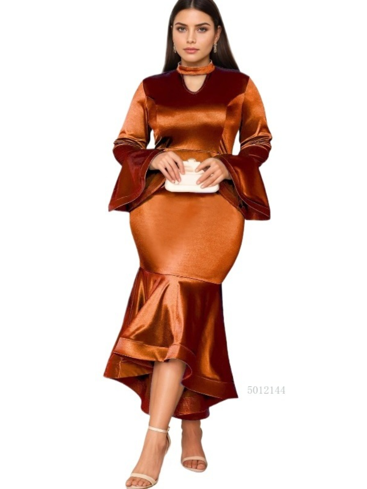 Formal Wear For Women Xl - Plus Size Afrikanisches Party-Abendkleid, elegantes Langarm-Polyester-langes