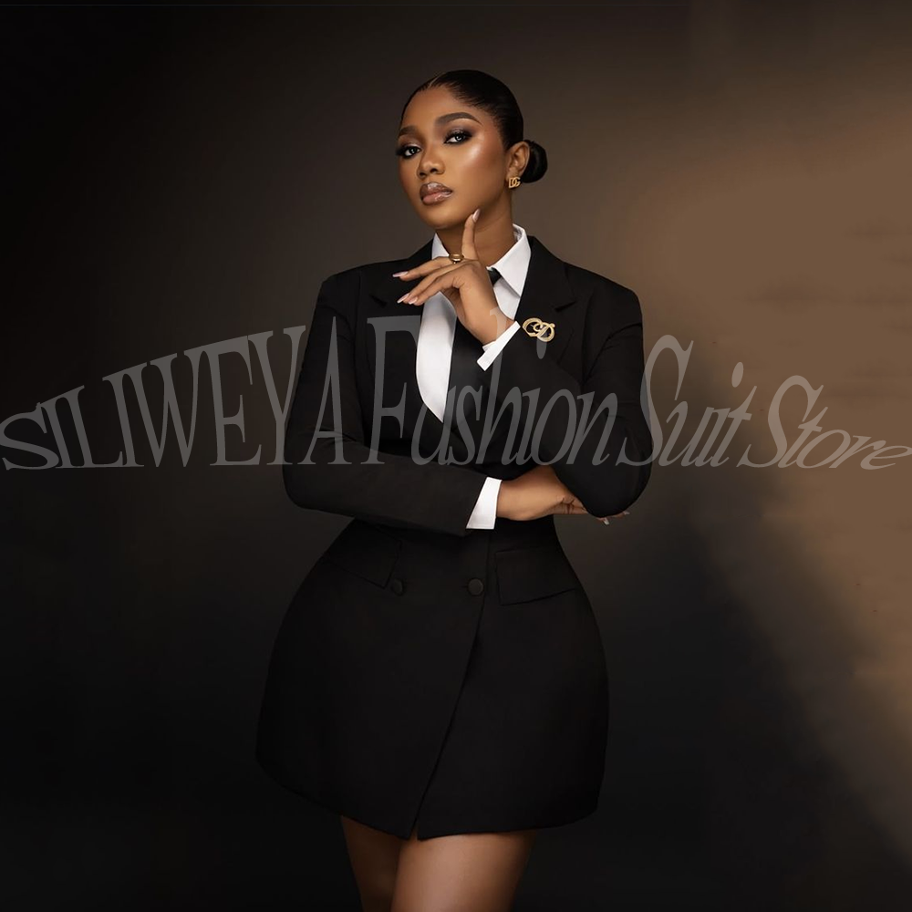 Women Formal Wear Korean - Eleganter schwarzer Damen-Blazer-Anzug für formelle Business-
