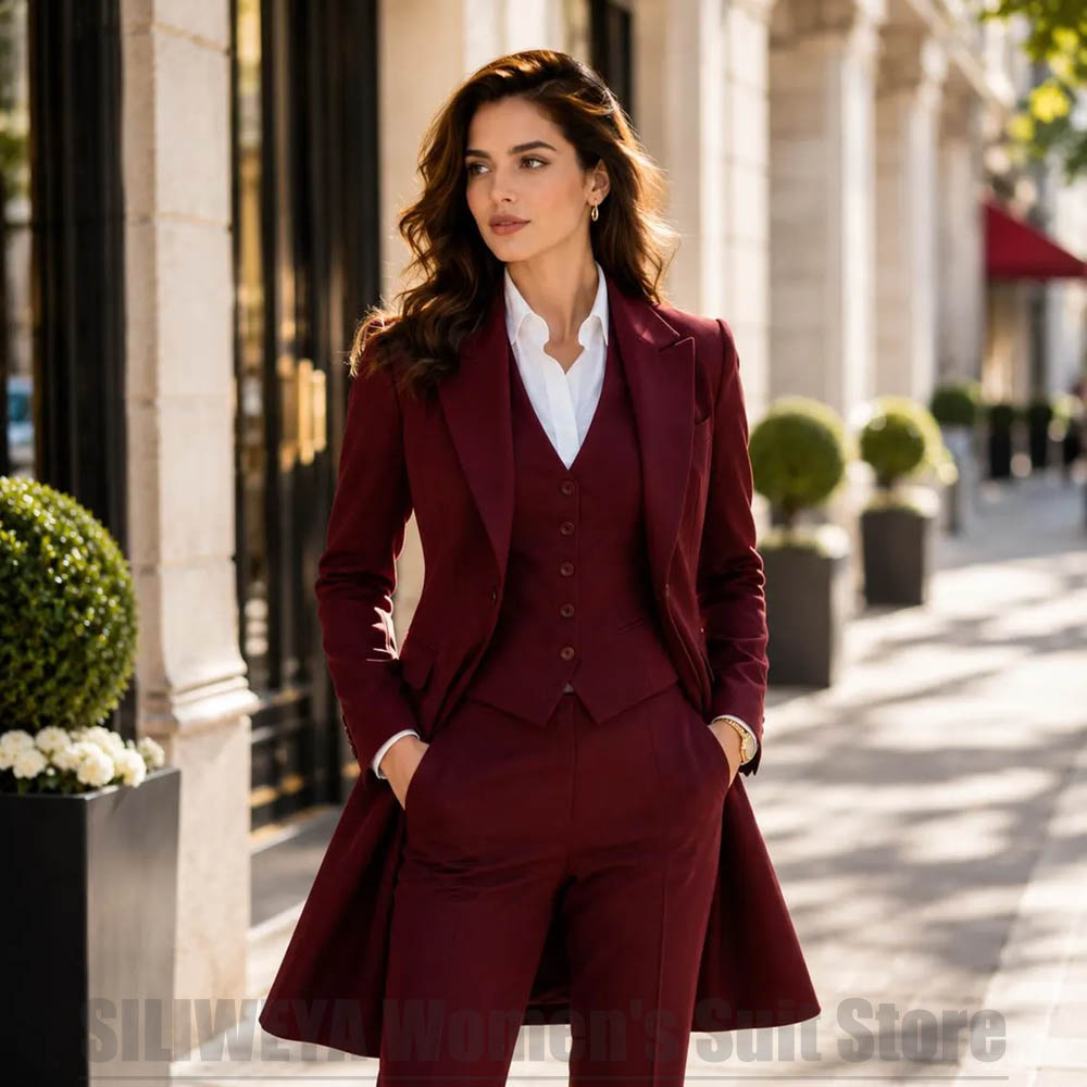 Women'S Formal Wear With Pants - Modischer Damenanzug, 3-teilig, elegant, mit spitzem