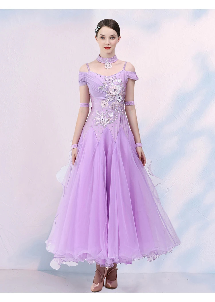 Women'S Red Formal Wear - Sling Standard Wettkampfkleid Modern Dance Kurzarm