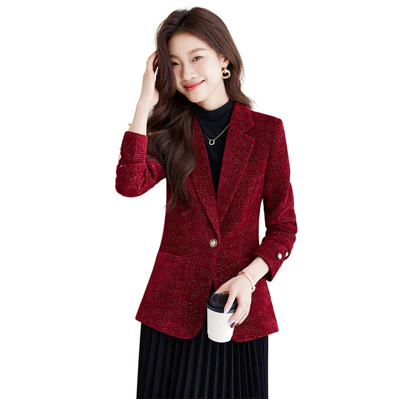 Women'S Red Formal Wear - Damen-Blazer Mantel Frauen Schwarz Rot Khaki
