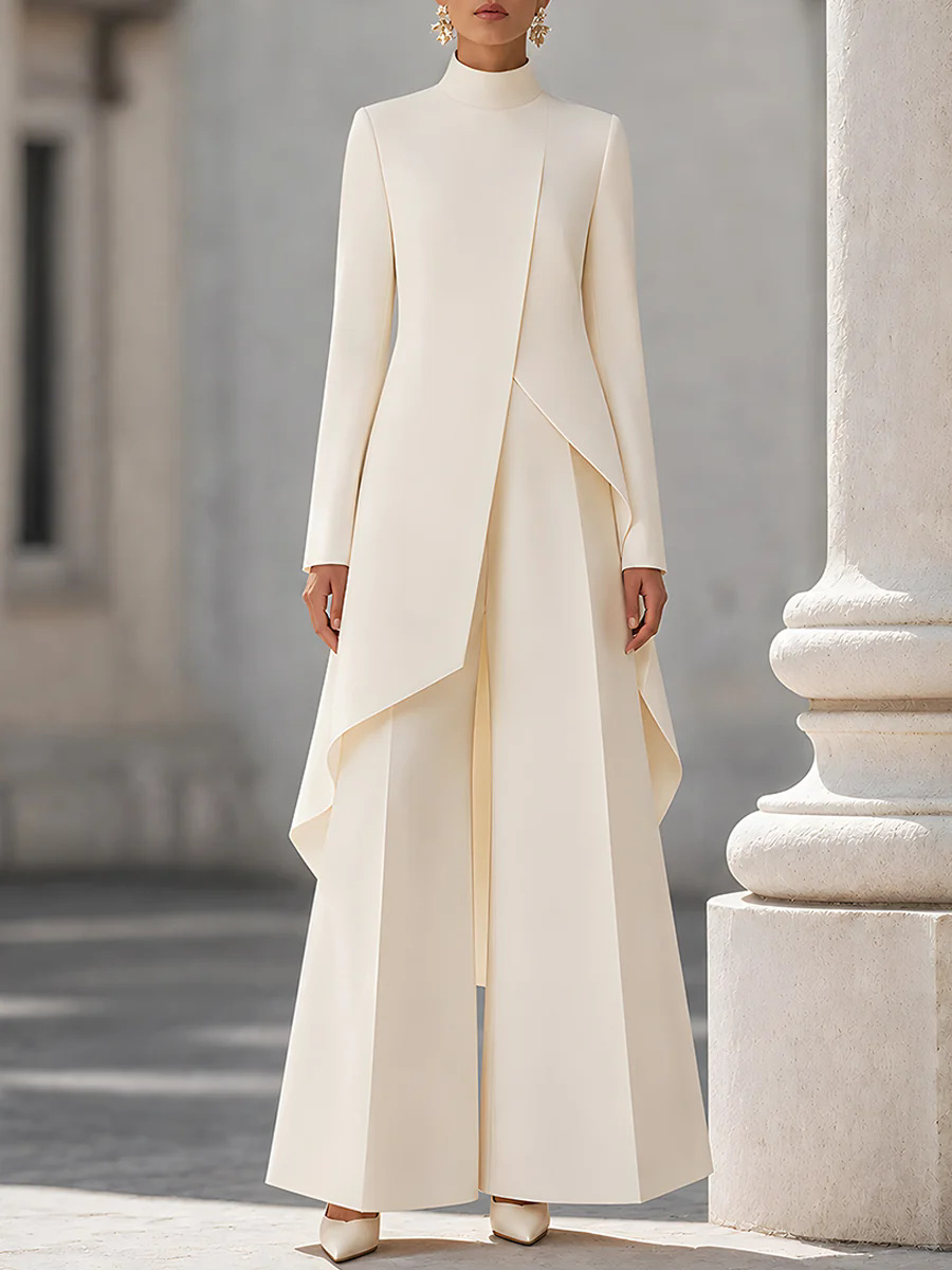 Women'S Formal Wear With Pants - Damen Zweiteiler-Outfit mit Stehkragen, Langarm-Oberteil mit