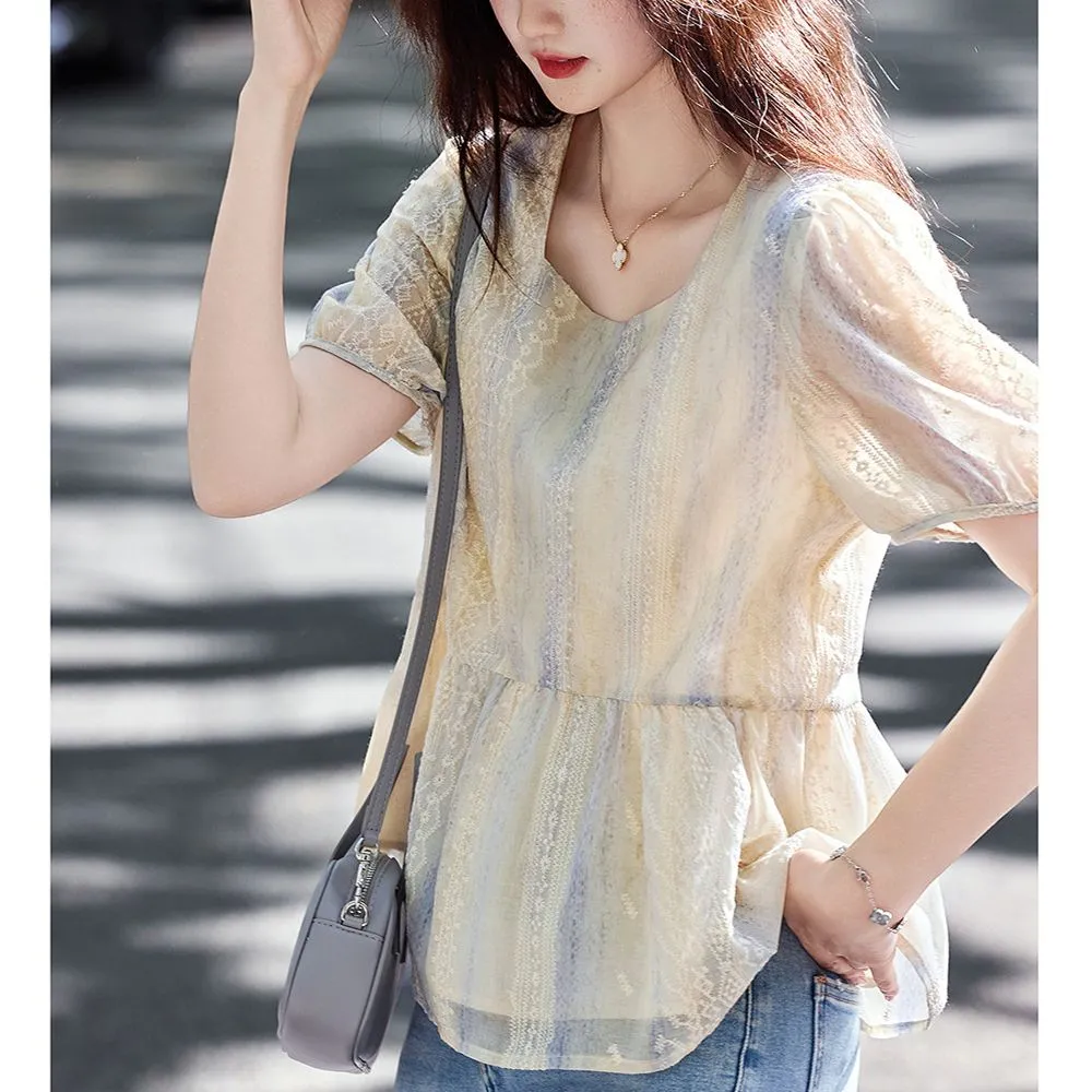 Women Formal Blouses For Evening Wear - Damen-Bluse im koreanischen Stil mit lockeren