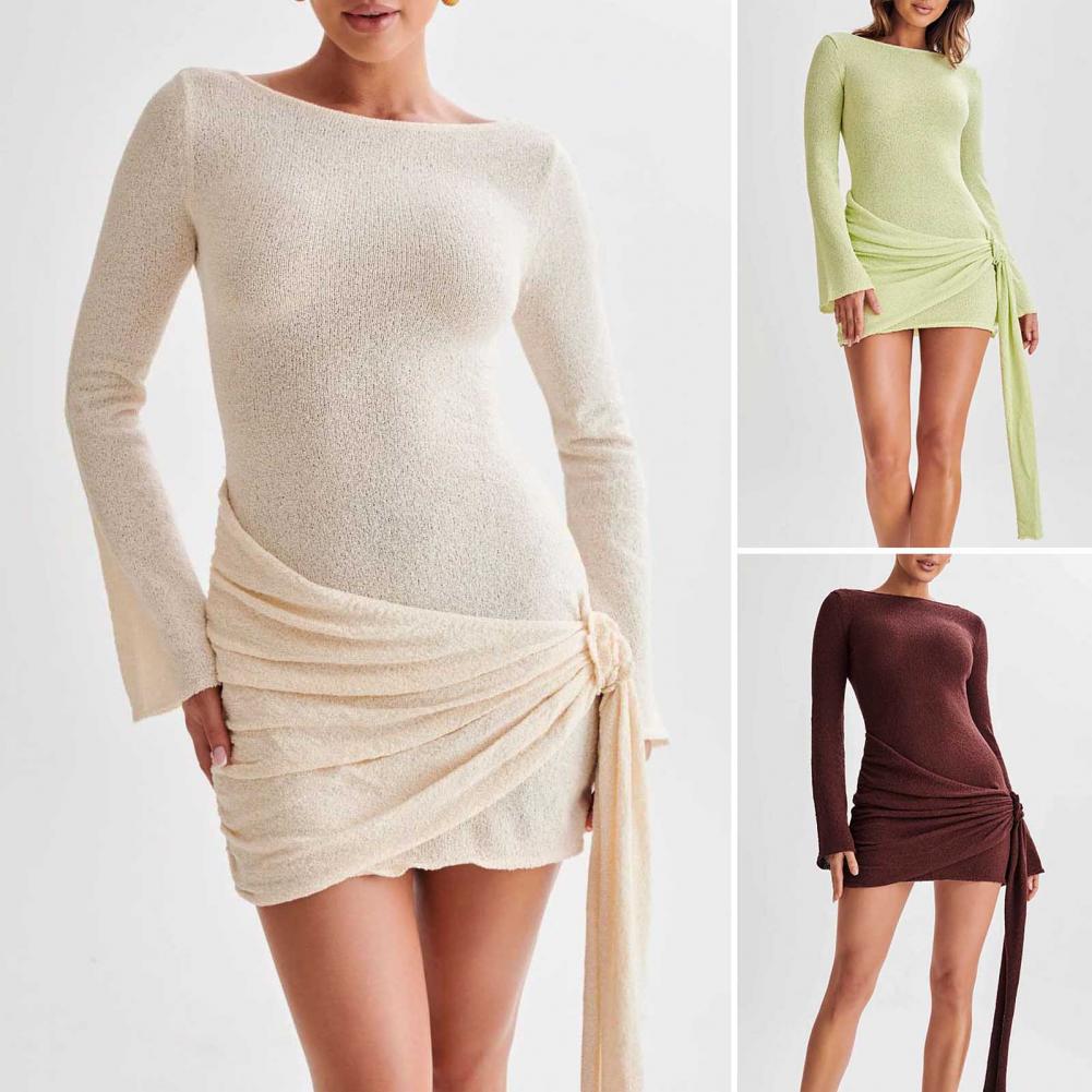 Formal Wear Gowns For Women - Sexy Bodycon Minikleid Damen Langarm Rückenfreies
