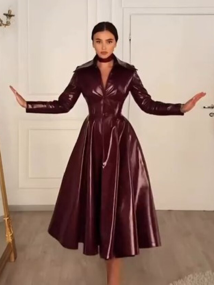 Damen Weinroter Kunstleder-Man – Women'S Red Formal Wear Bewertung und Preis