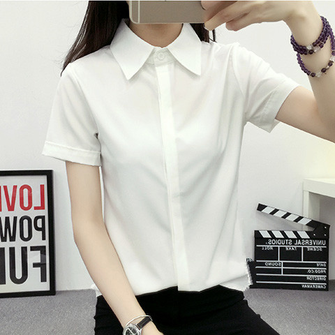 Weißes, lockeres Kurzarmhemd f – Women Formal Wear Korean Bewertung und Preis