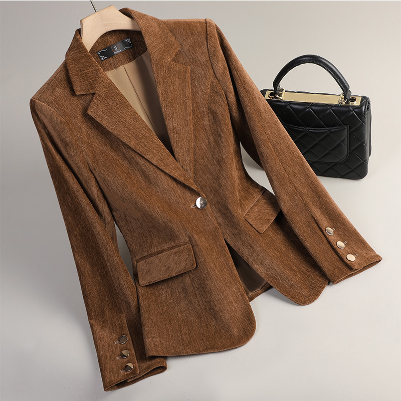 Gelbgoldener Samt-Blazer für D – Formal Winter Wear Women Jacket Bewertung und Preis