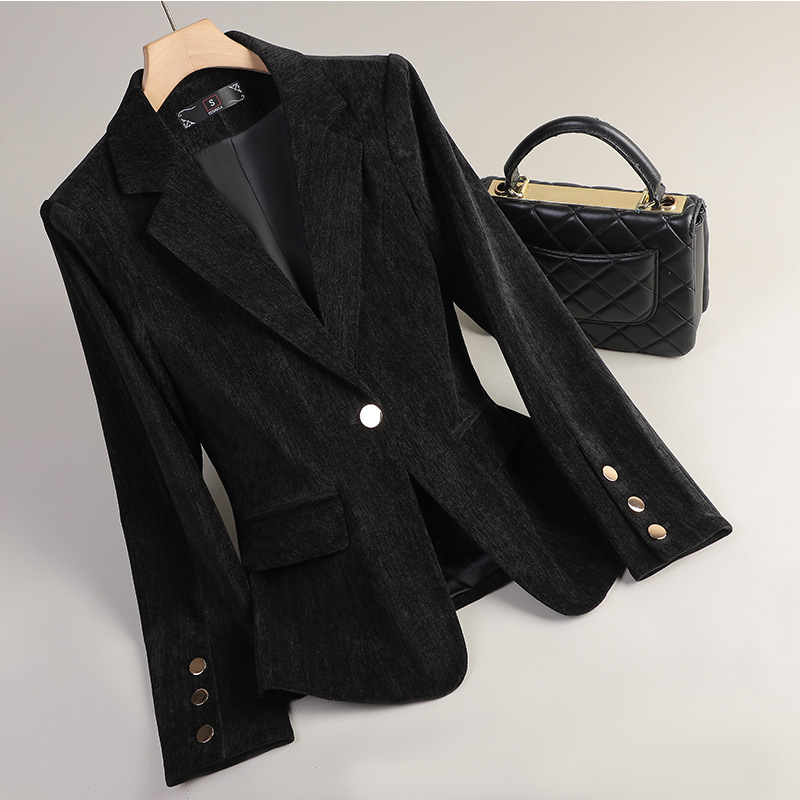 Gelbgoldener Samt-Blazer für D – Formal Winter Wear Women Jacket Bewertung und Preis