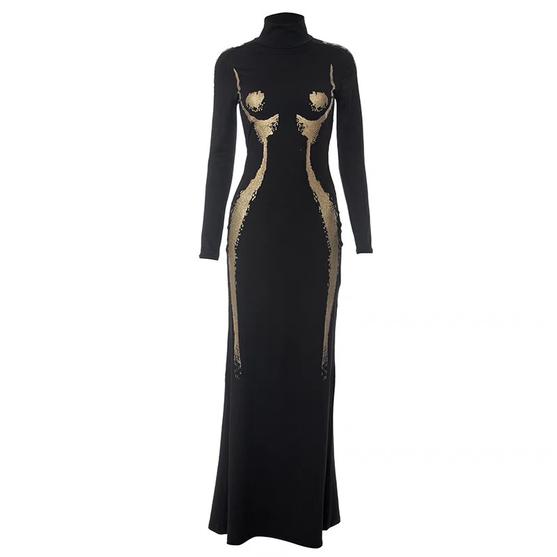 Sexy 3D-Körperform-bedrucktes  – Formal Wear Gowns For Women Bewertung und Preis