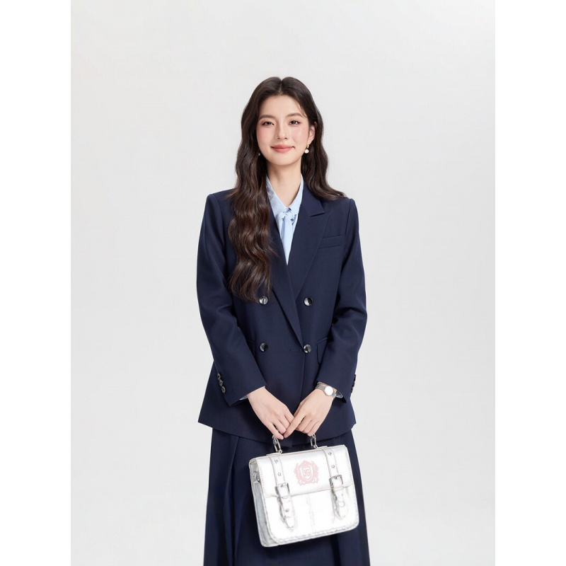 Marineblauer zweireihiger Dame – Women Formal Wear Korean Bewertung und Preis