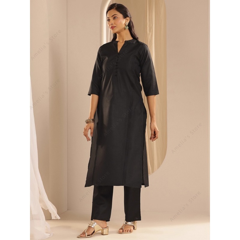 Schwarzes Jacquard-Kurta-Hosen – Women Formal Wear Ethnic Bewertung und Preis