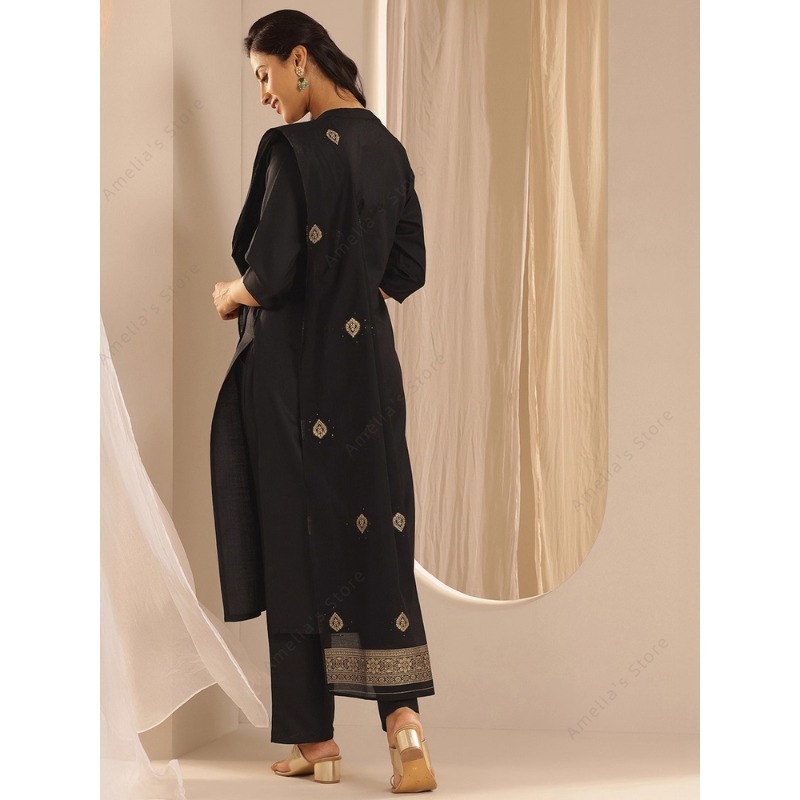 Schwarzes Jacquard-Kurta-Hosen – Women Formal Wear Ethnic Bewertung und Preis