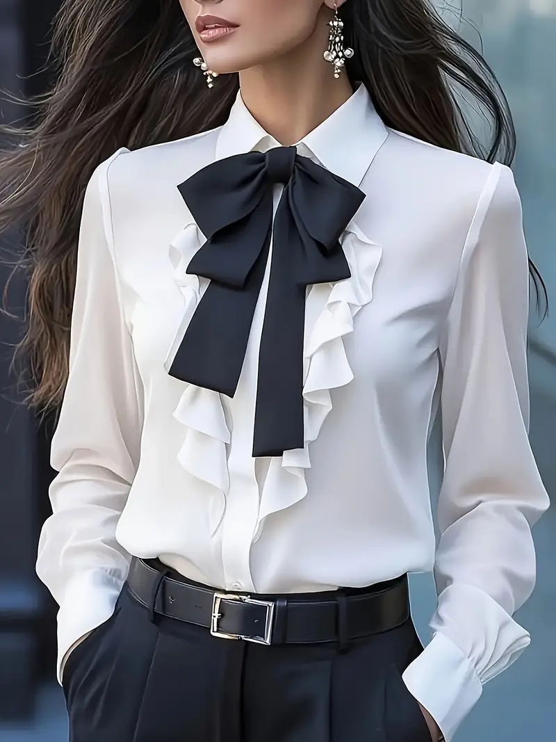 Elegante Langarm-Bluse mit Sch – Women Formal Blouses For Evening Wear Bewertung und Preis