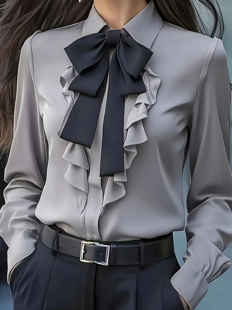 Elegante Langarm-Bluse mit Sch – Women Formal Blouses For Evening Wear Bewertung und Preis